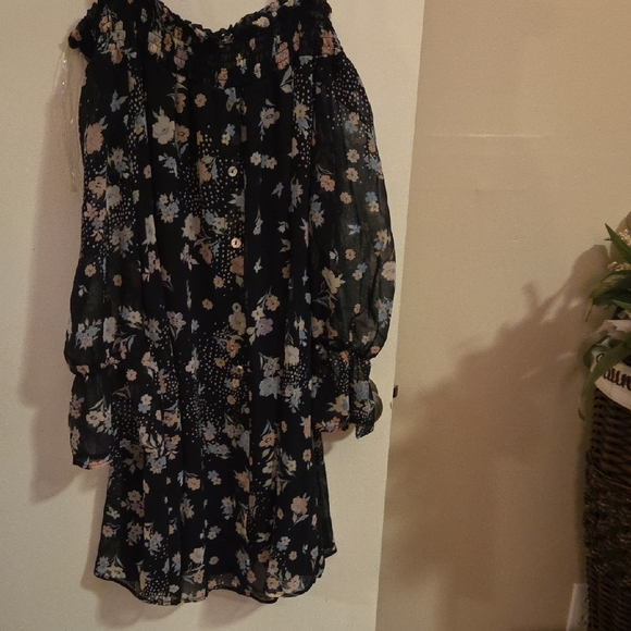 As U Wish Floral Blouse - Black and Multicolor - Picture 1 of 1